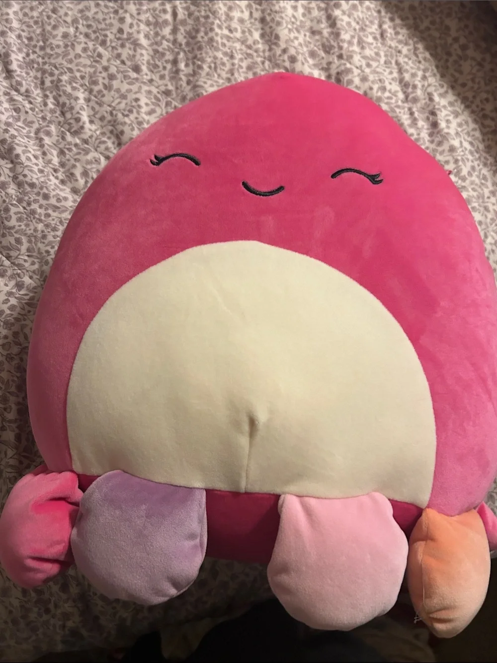 Squishmallows Bright Pink Plush Sea Creature Pillow with Cream Belly